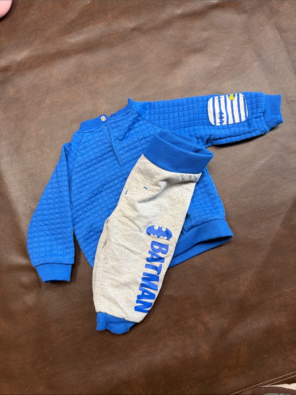 Batman Kids 3/6M Matching Set Blue and Gray